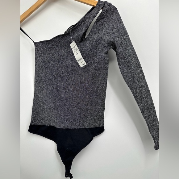 BEBE Asymmetric Lurex Bodysuit Size P/S SMALL NWT - Picture 1 of 5